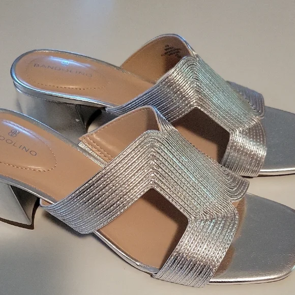 Bandolino Silver Rhinestone Mules - Picture 1 of 7